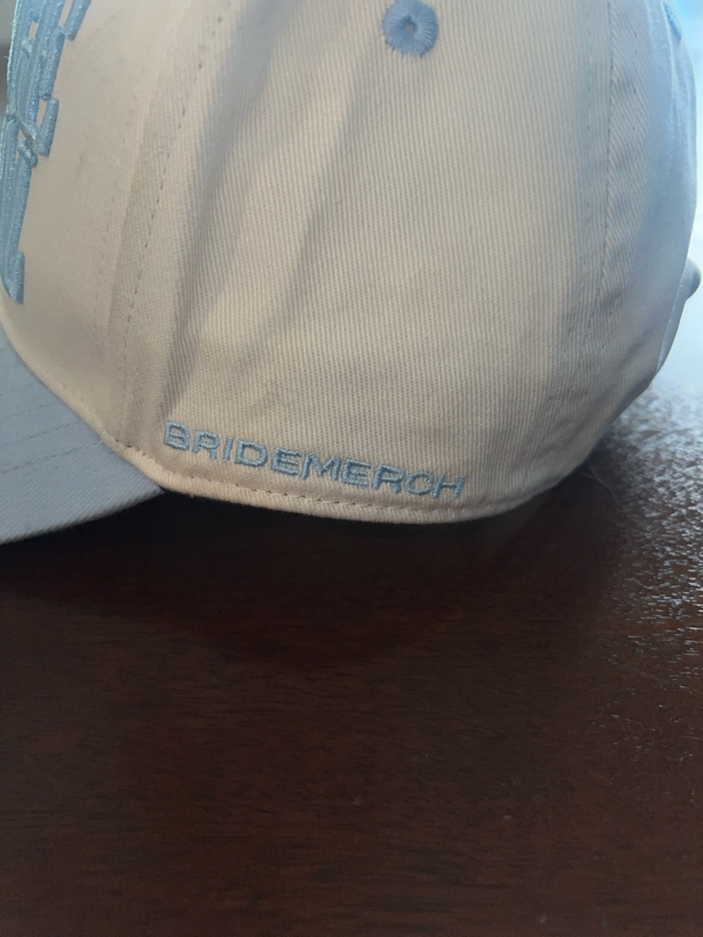 Anthropologie 'Marriage Material' Two-Tone Baseball Cap in Cream and Light Blue - Picture 2 of 6